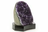 Deep Purple Amethyst Geode With Wood Base - Uruguay #364438-1